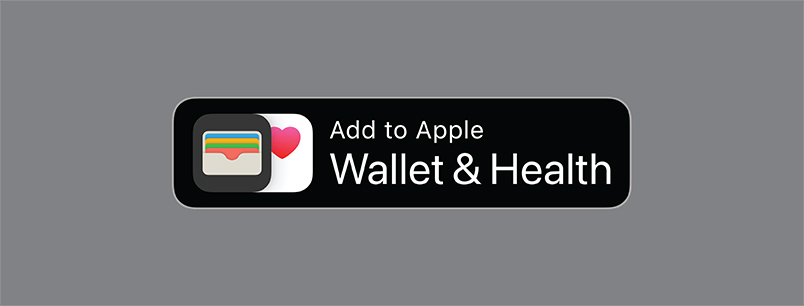 Add to Apple Wallet & Health button on colored background