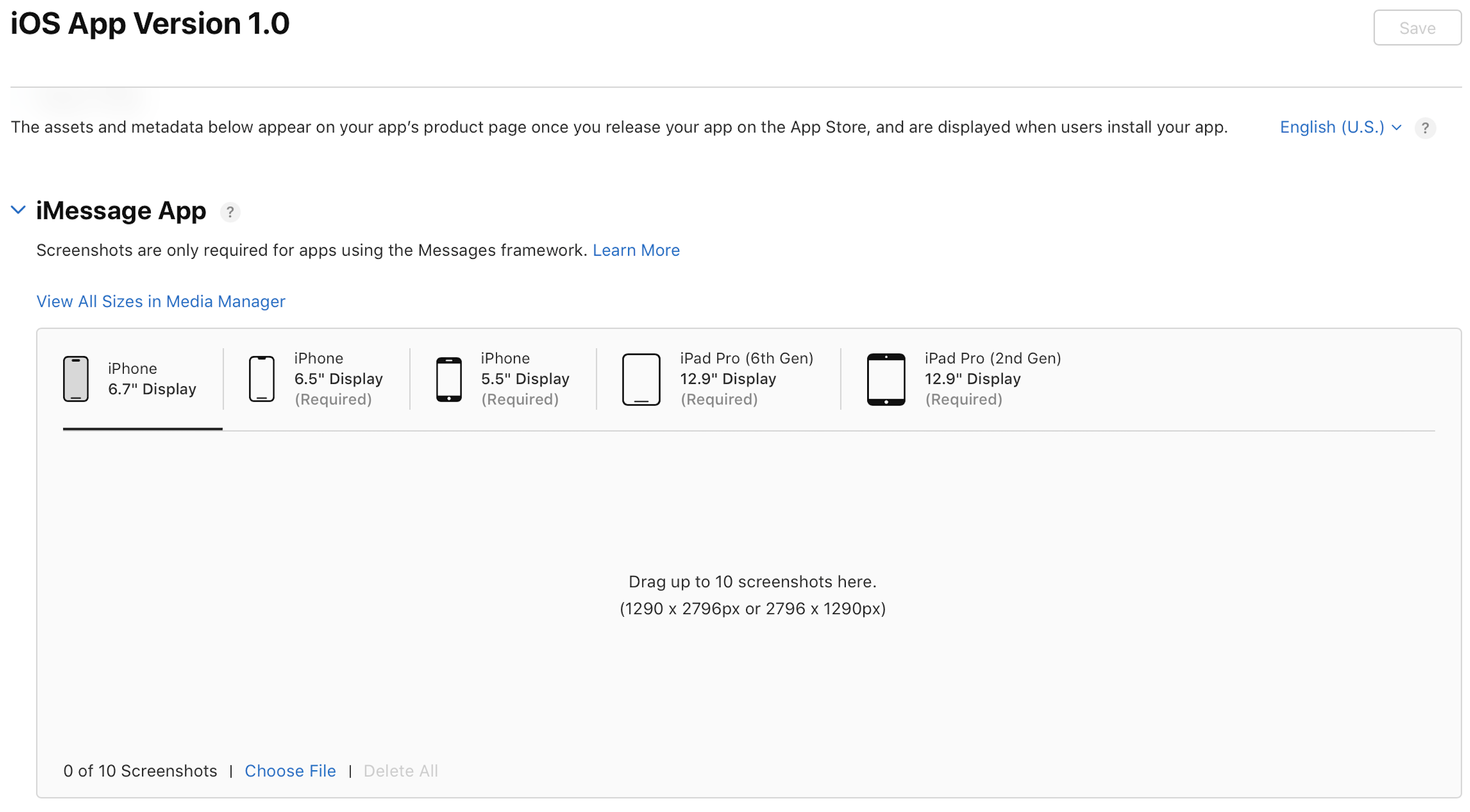 App 平台详情页中“iMessage App”部分的截屏。