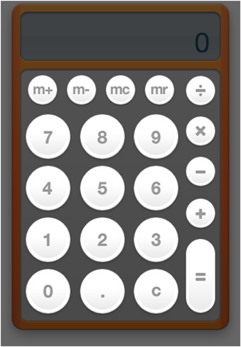 The Calculator widget and its control circles and rectangles