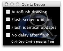 Quartz Debug options window